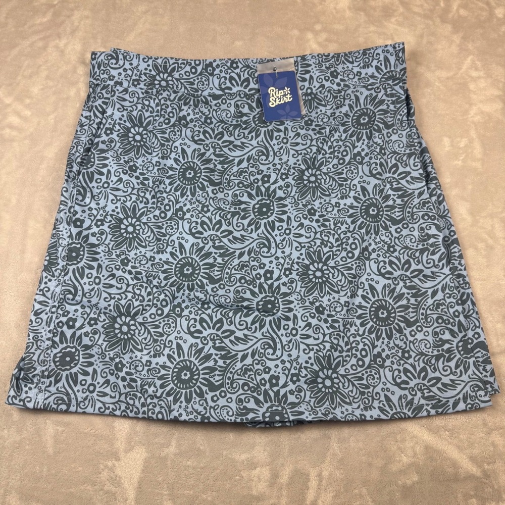 RipSkirt Hawaii Wrap Skirt Tuscan Blues Floral Paisley Quick Dry Large NEW